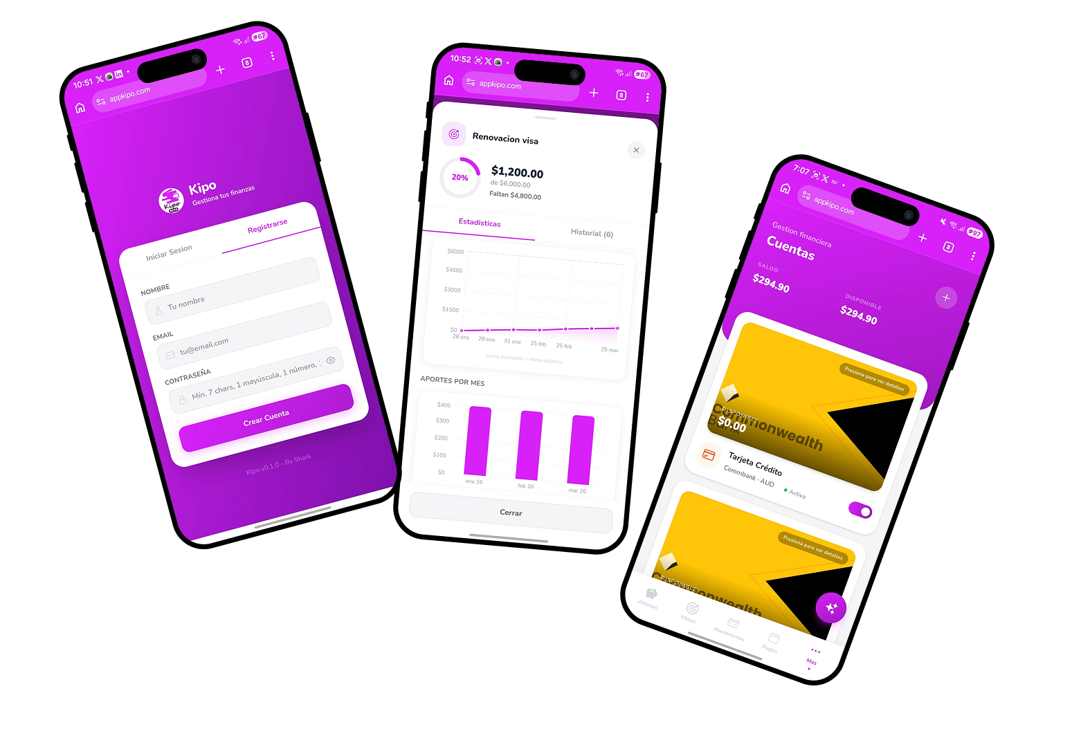 Kipo app — vista general de la aplicación