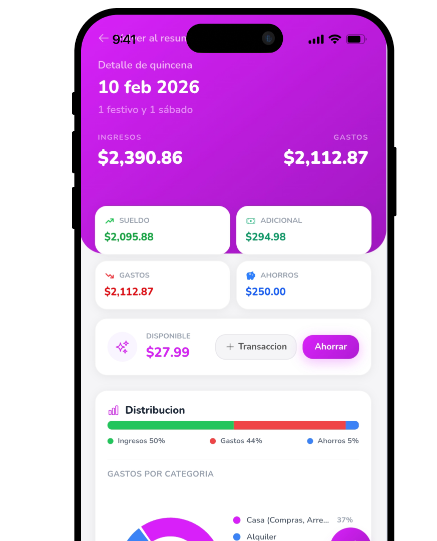 Kipo app — ciclos de pago quincenales